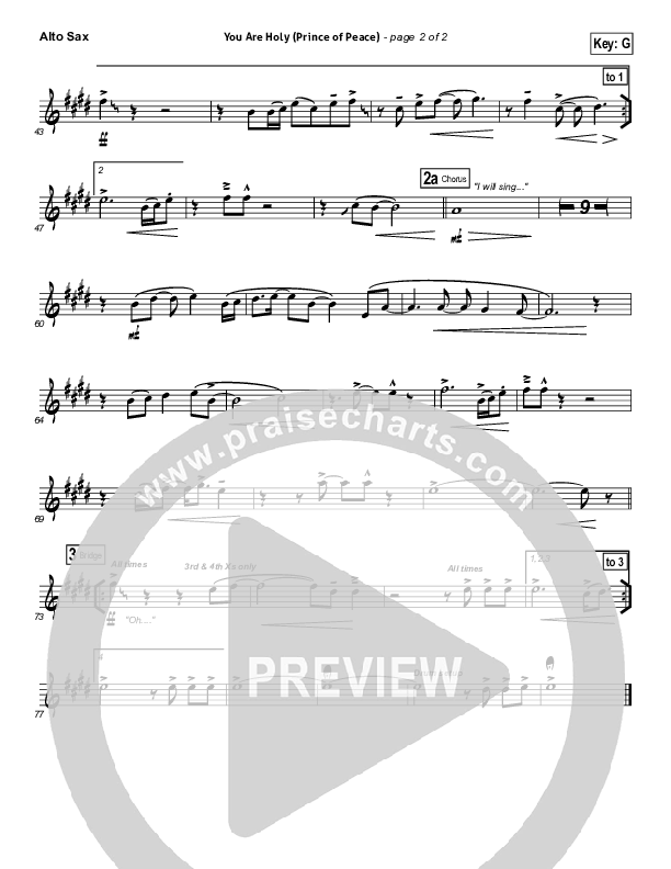 You Are Holy (Prince of Peace) Alto Sax (Michael W. Smith)