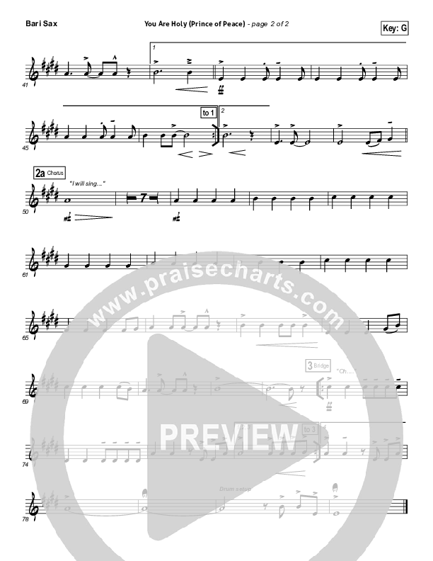 You Are Holy (Prince of Peace) Bari Sax (Michael W. Smith)