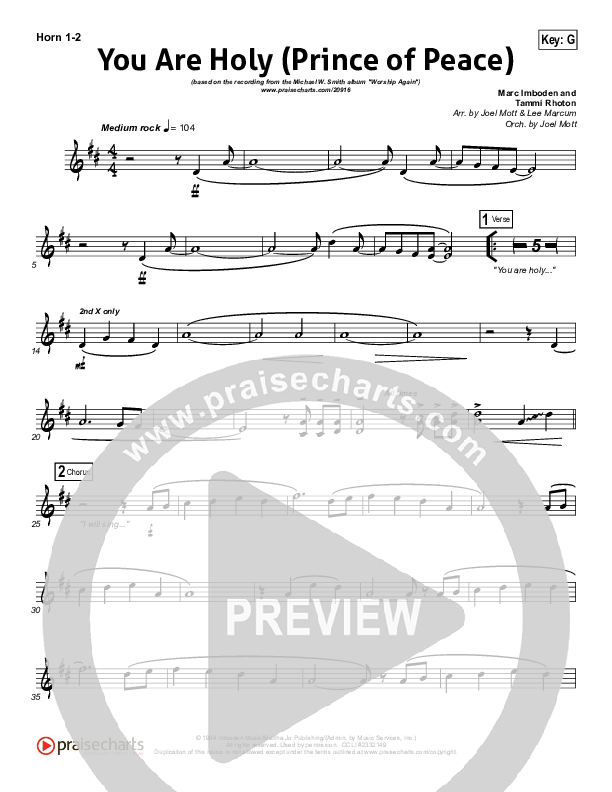 You Are Holy (Prince of Peace) Brass Pack (Michael W. Smith)