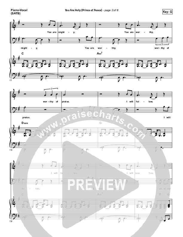 You Are Holy (Prince of Peace) Piano/Vocal (Michael W. Smith)