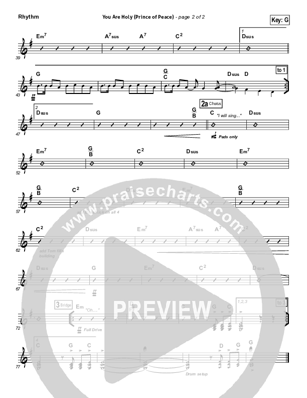 You Are Holy (Prince of Peace) Rhythm Chart (Michael W. Smith)