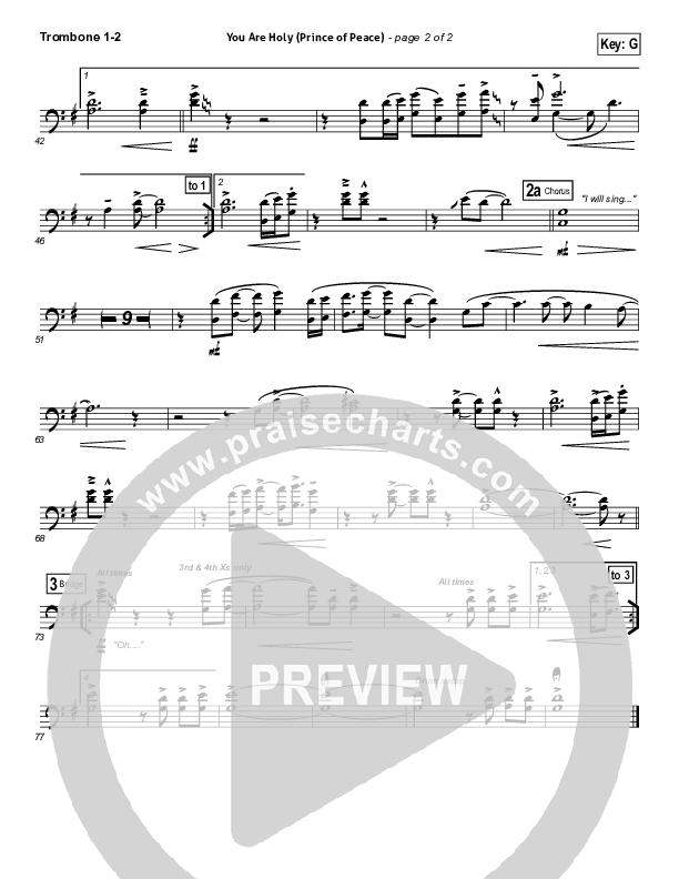 You Are Holy (Prince of Peace) Trombone 1/2 (Michael W. Smith)