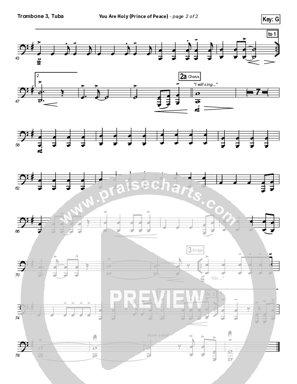 You Are Holy (Prince of Peace) Trombone 3/Tuba (Michael W. Smith)
