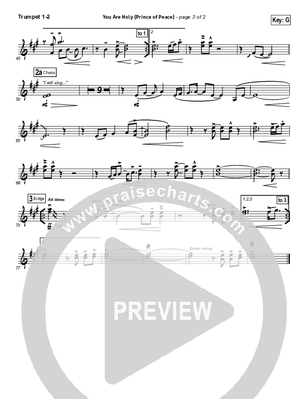 You Are Holy (Prince of Peace) Trumpet 1,2 (Michael W. Smith)