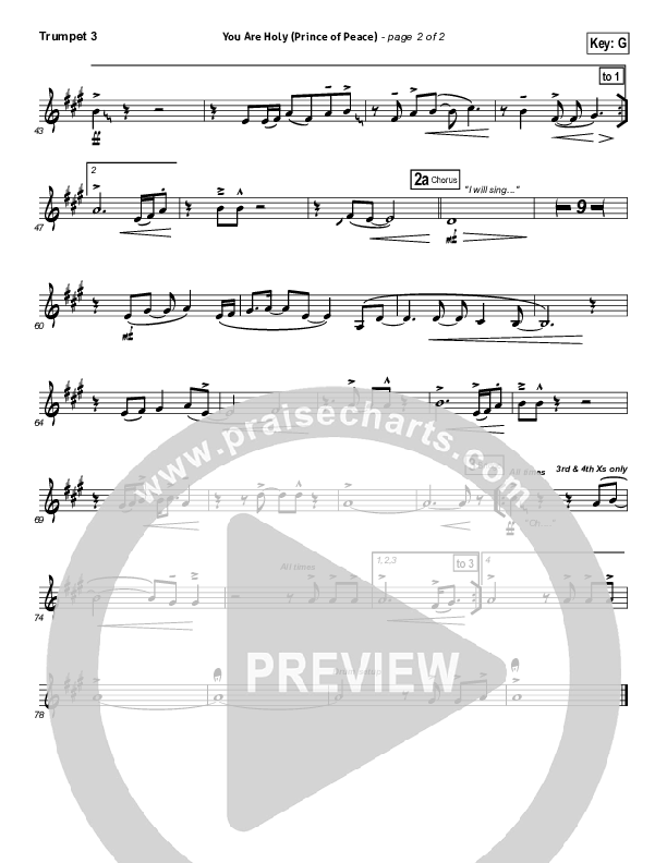 You Are Holy (Prince of Peace) Trumpet 3 (Michael W. Smith)