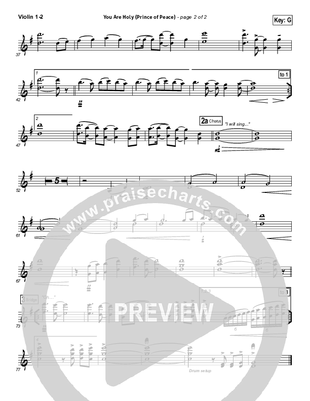 You Are Holy (Prince of Peace) Violin 1/2 (Michael W. Smith)