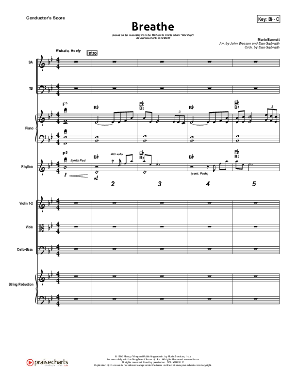 Breathe Conductor's Score (Michael W. Smith)