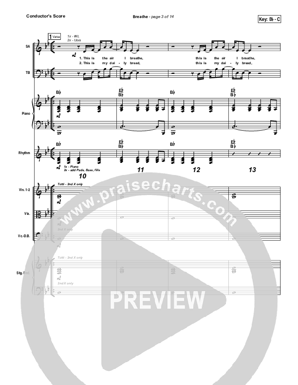 Breathe Conductor's Score (Michael W. Smith)