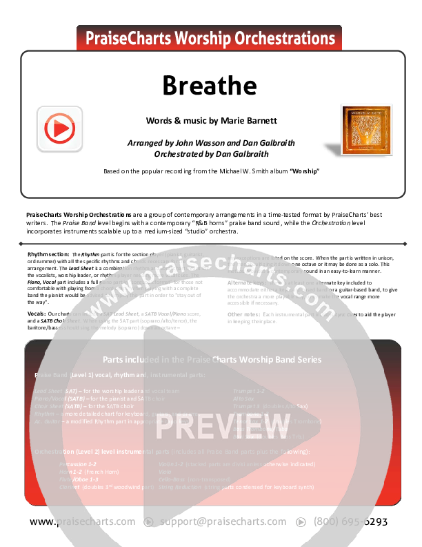 Breathe Cover Sheet (Michael W. Smith)