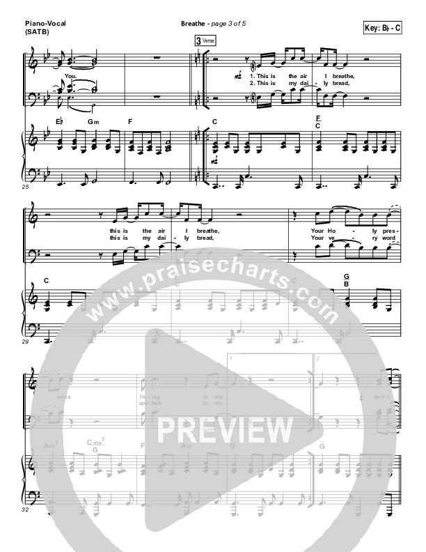 Breathe Piano/Vocal (SATB) (Michael W. Smith)