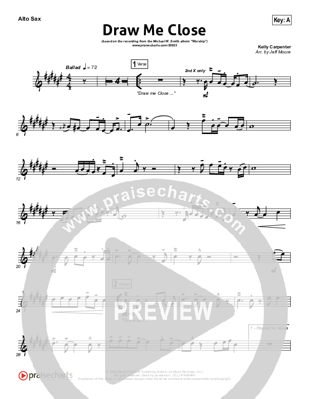 Draw Me Close Alto Sax (Michael W. Smith)