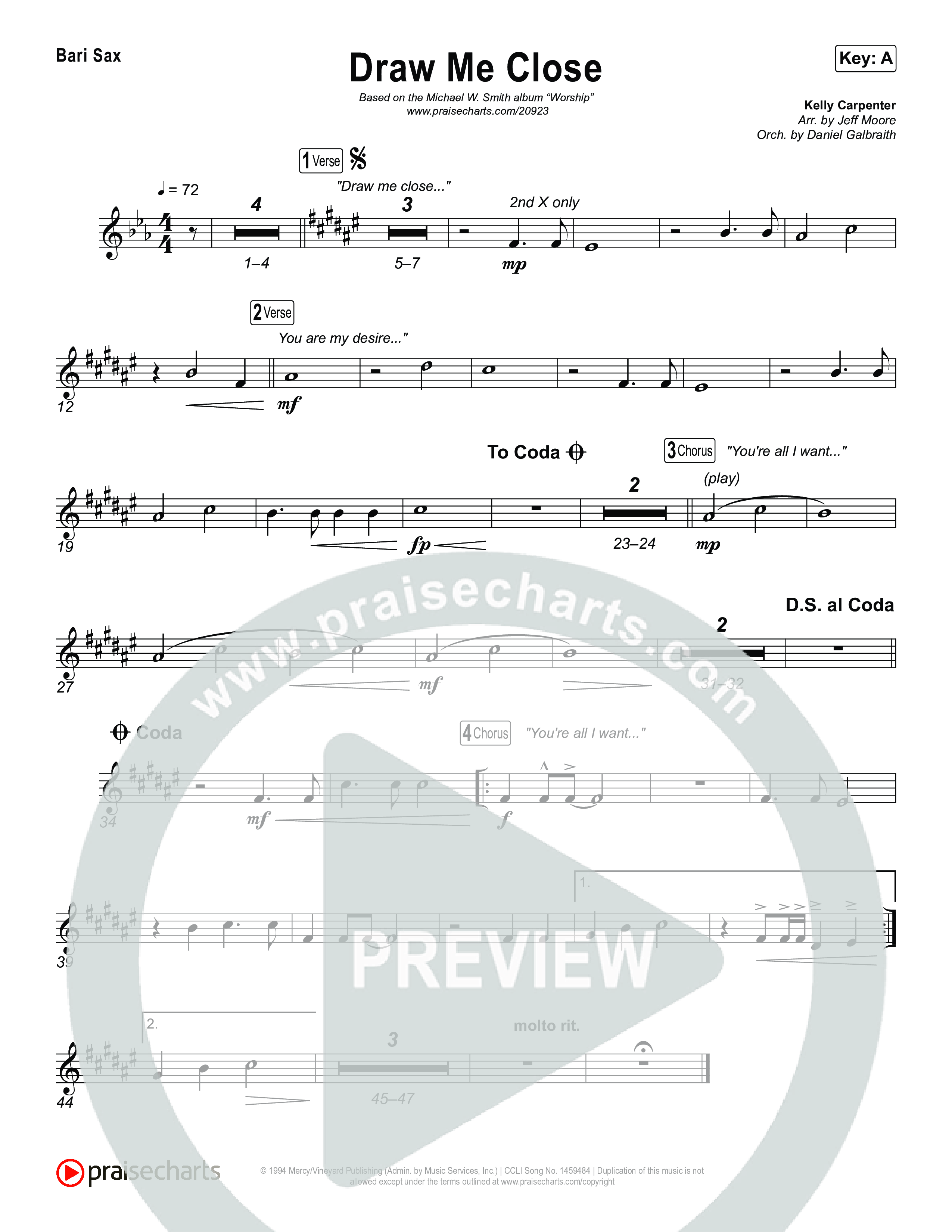 Draw Me Close Bari Sax (Michael W. Smith)