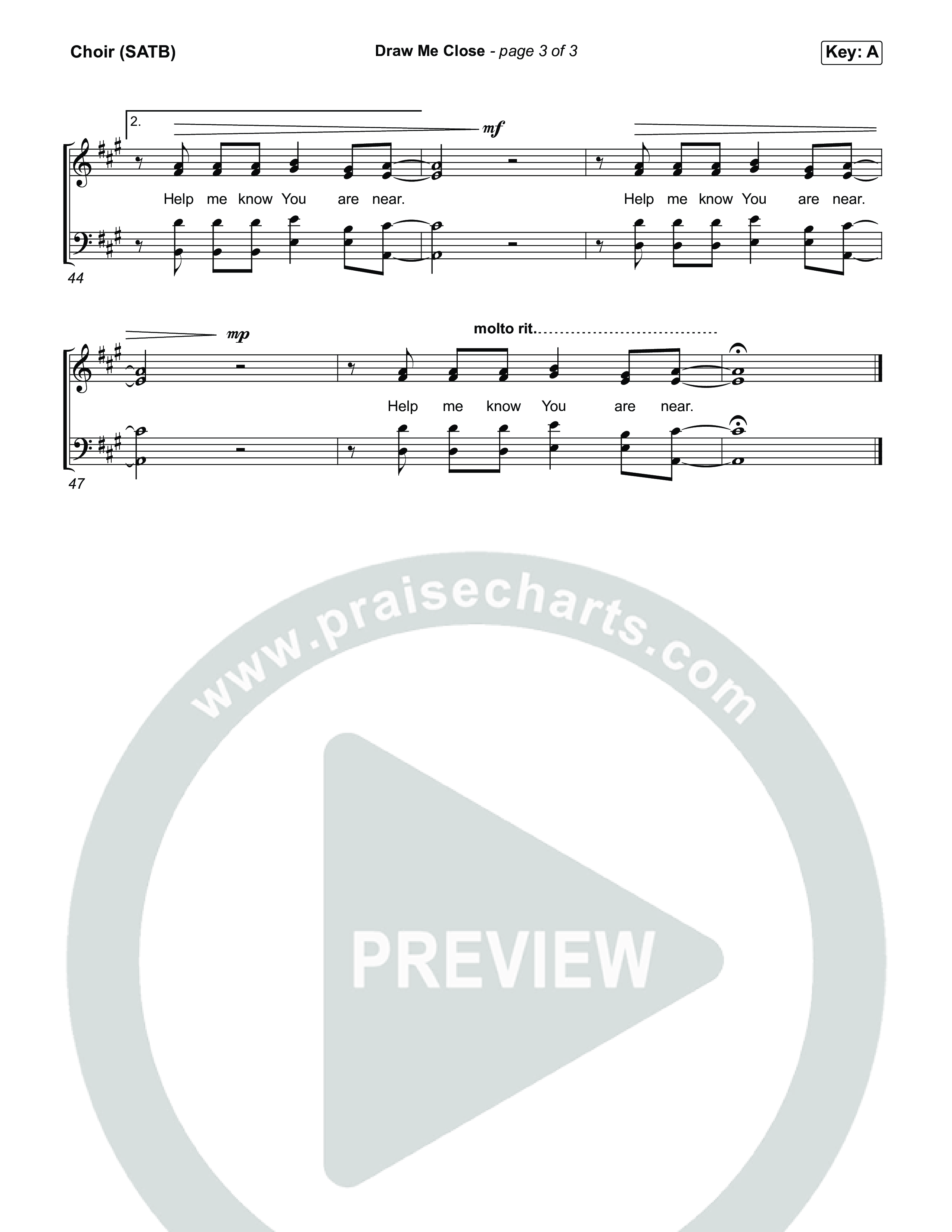 Draw Me Close Choir Sheet (SATB) (Michael W. Smith)