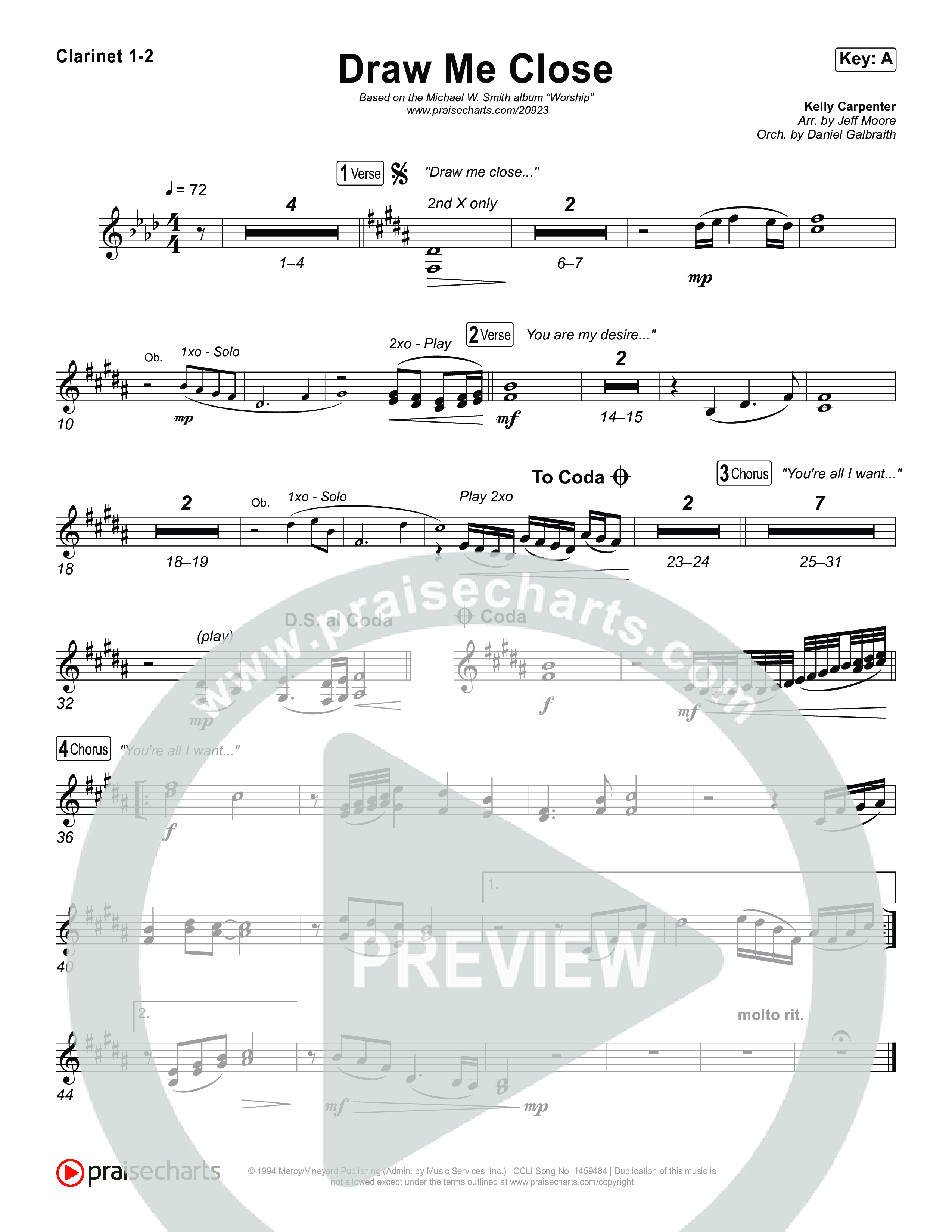 Draw Me Close Clarinet 1/2 (Michael W. Smith)