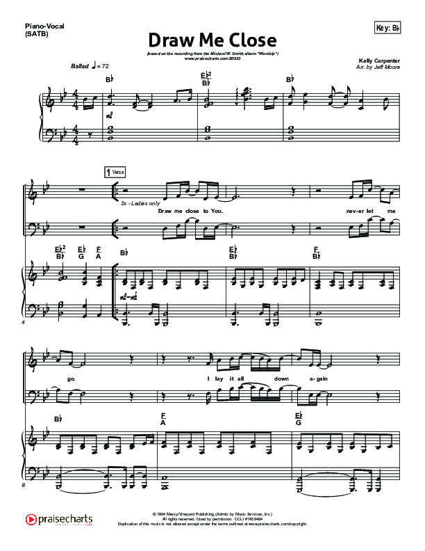 Draw Me Close Piano/Vocal (SATB) (Michael W. Smith)