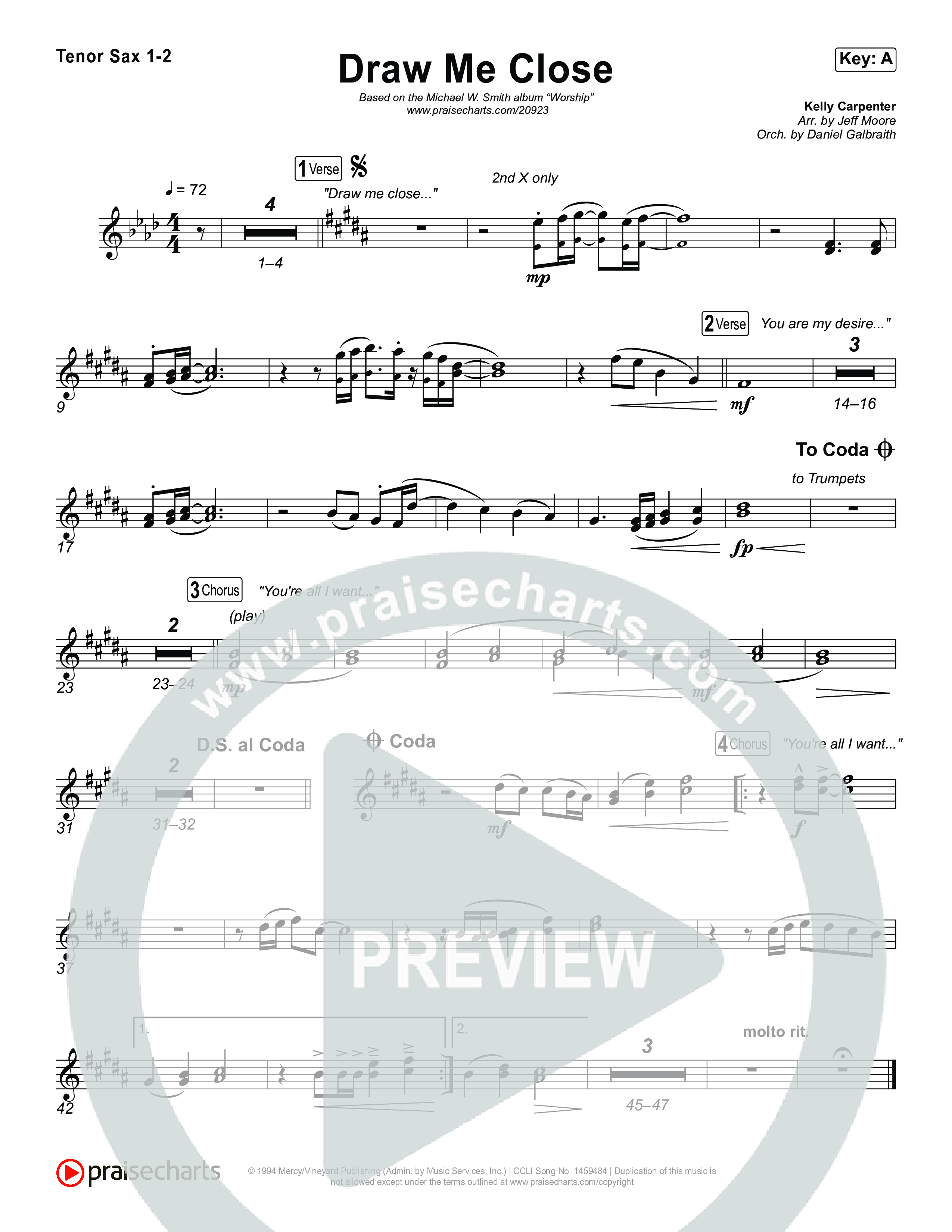 Draw Me Close Tenor Sax 1,2 (Michael W. Smith)