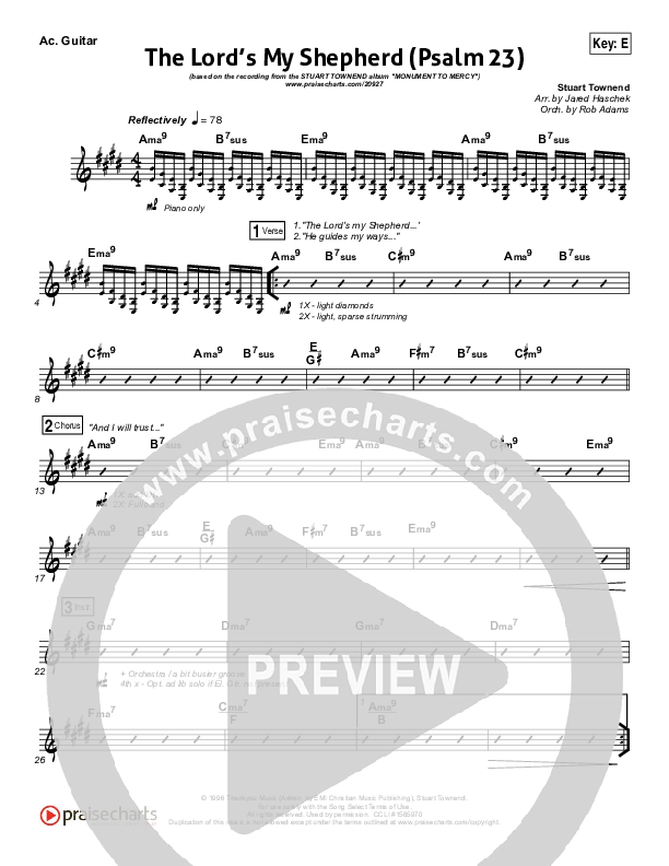 The Lord Is My Shepherd (Psalm 23) Rhythm Chart (Stuart Townend)