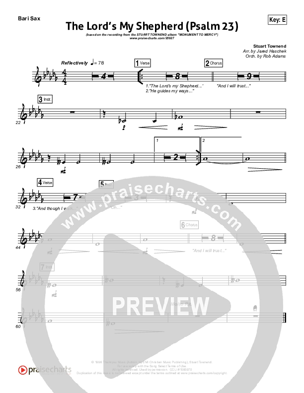 The Lord Is My Shepherd (Psalm 23) Bari Sax (Stuart Townend)