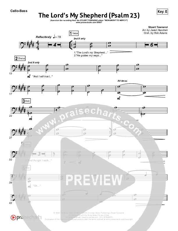 The Lord Is My Shepherd (Psalm 23) Cello/Bass (Stuart Townend)