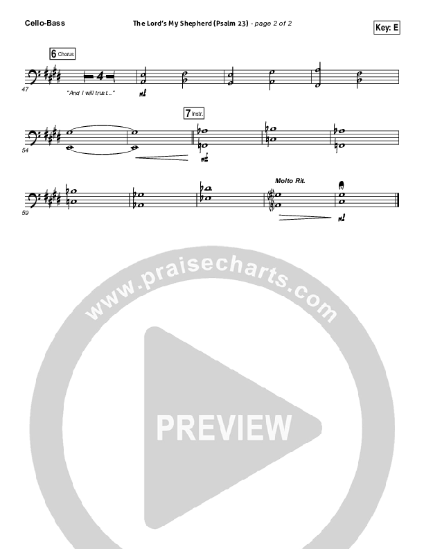 The Lord Is My Shepherd (Psalm 23) Cello/Bass (Stuart Townend)