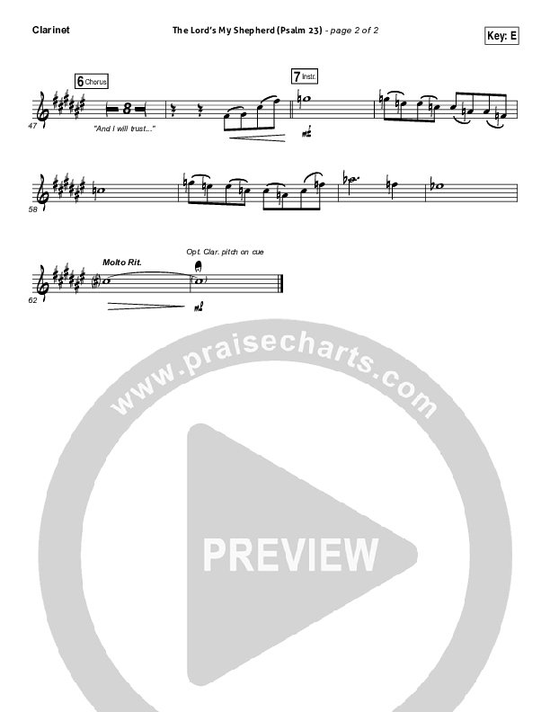 The Lord Is My Shepherd (Psalm 23) Clarinet (Stuart Townend)