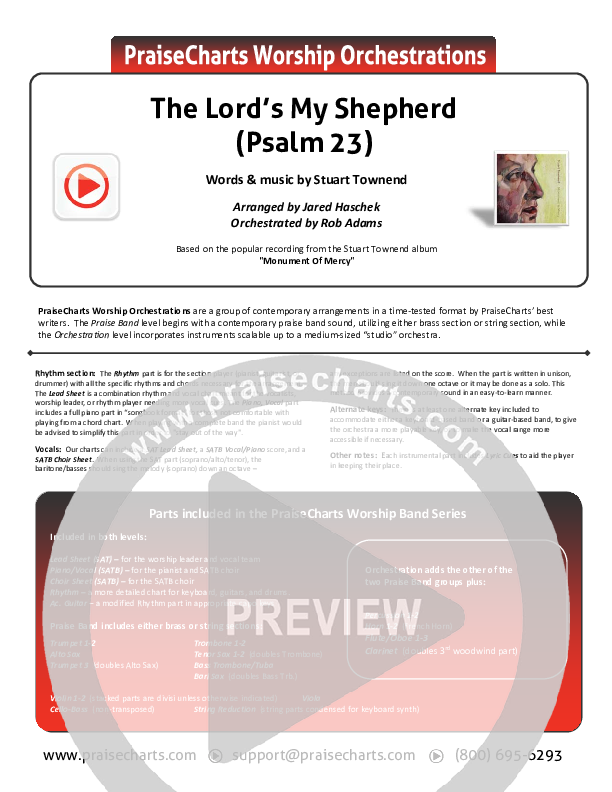 The Lord Is My Shepherd (Psalm 23) Cover Sheet (Stuart Townend)