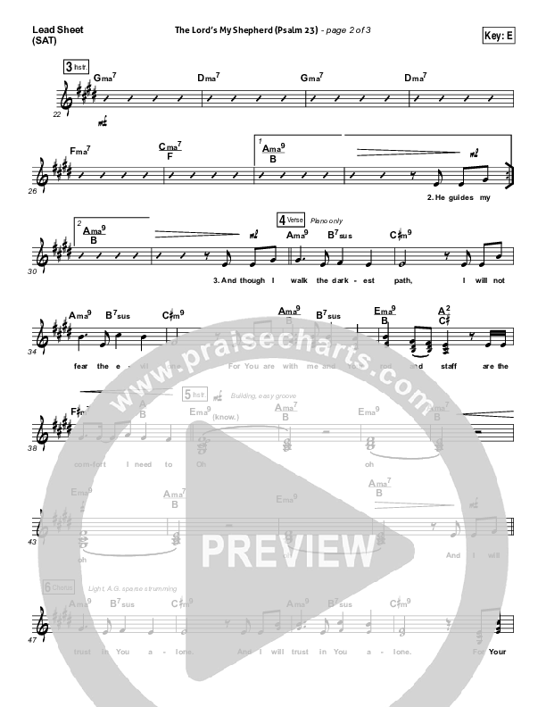 The Lord Is My Shepherd (Psalm 23) Lead Sheet (SAT) (Stuart Townend)