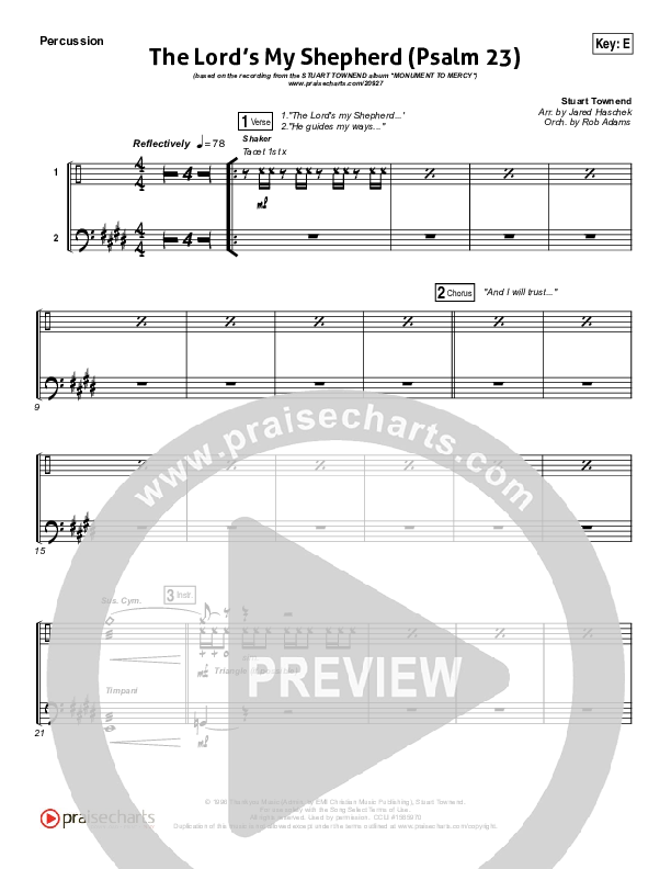 The Lord Is My Shepherd (Psalm 23) Percussion (Stuart Townend)