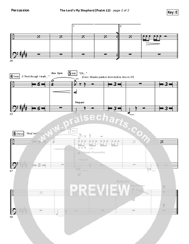 The Lord Is My Shepherd (Psalm 23) Percussion (Stuart Townend)