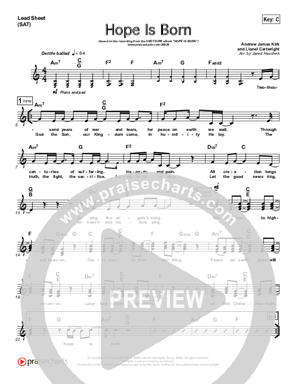 Hope Is Born Lead Sheet (Andy Kirk)