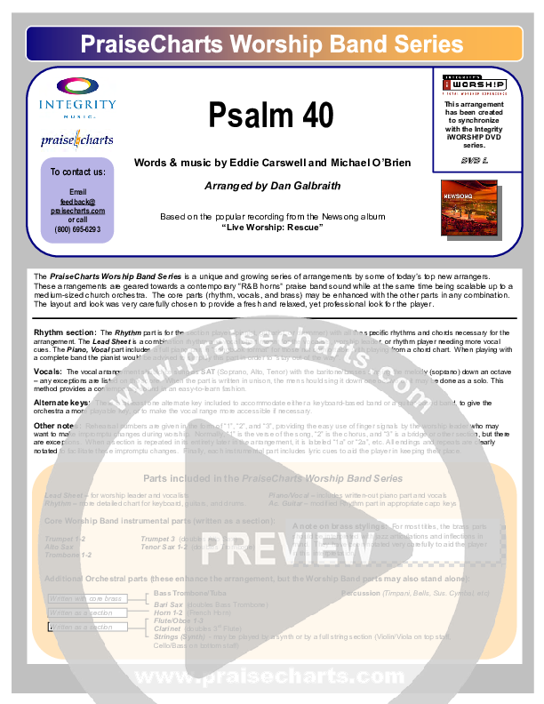 Psalm 40 Cover Sheet (Newsong)