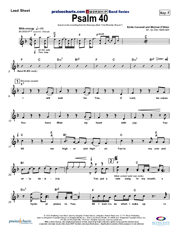 Psalm 40 Lead Sheet (SAT) (Newsong)