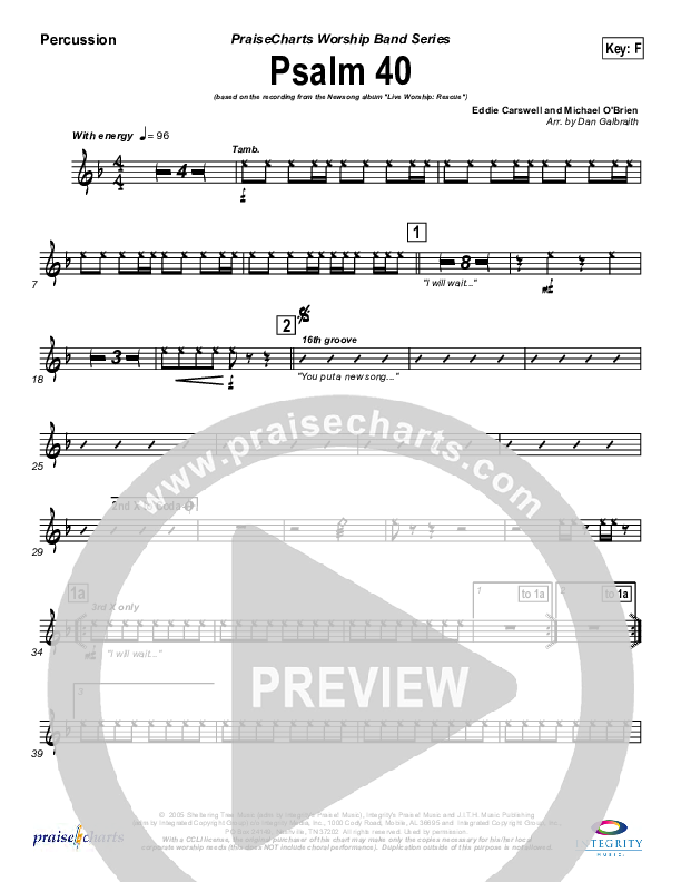 Psalm 40 Percussion (Newsong)