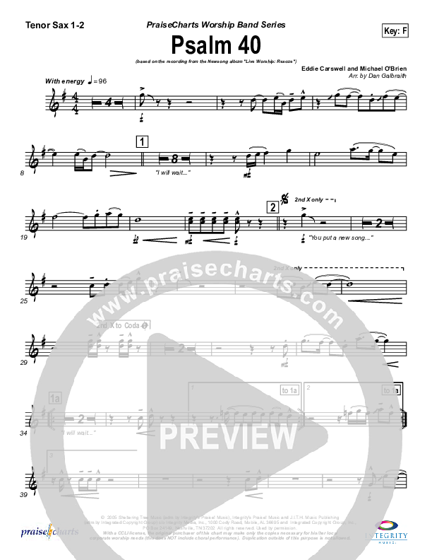 Psalm 40 Tenor Sax 1/2 (Newsong)