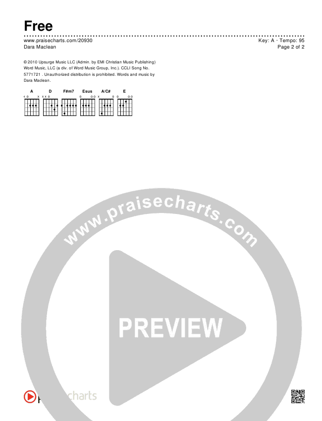 Free Chords & Lyrics (Dara Maclean)