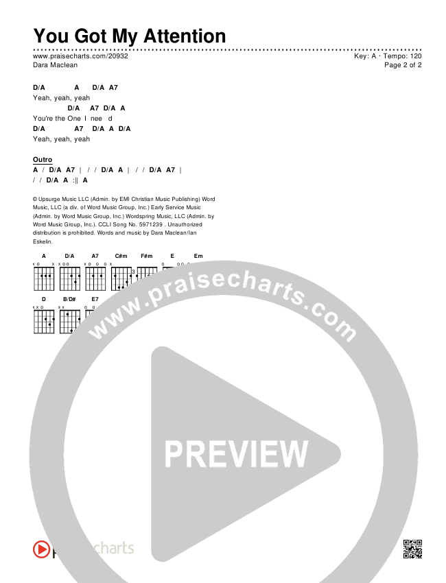 You Got My Attention Chords & Lyrics (Dara Maclean)