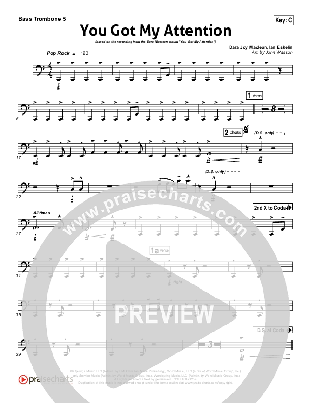 You Got My Attention Bass Trombone (Dara Maclean)