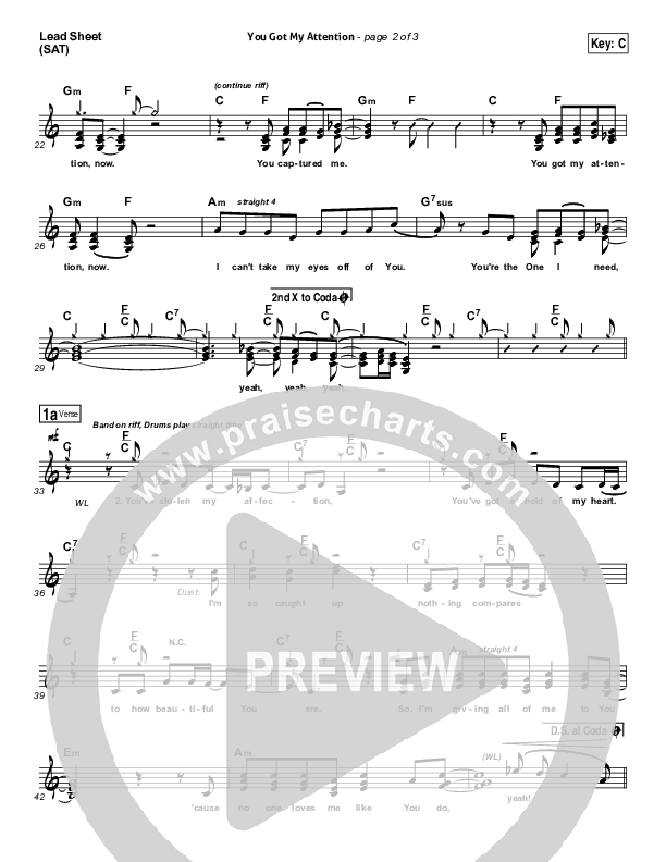 You Got My Attention Lead Sheet (SAT) (Dara Maclean)