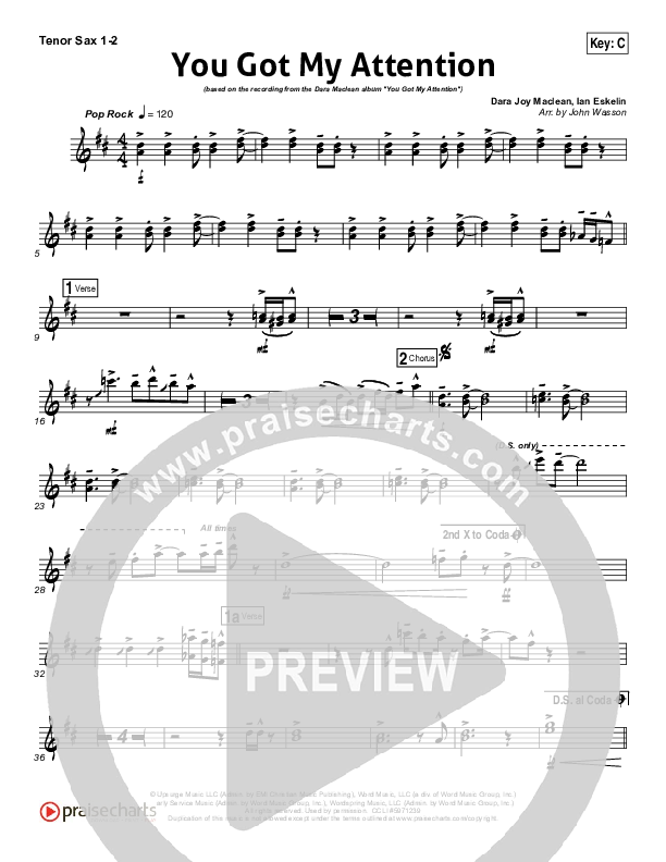 You Got My Attention Tenor Sax 1/2 (Dara Maclean)
