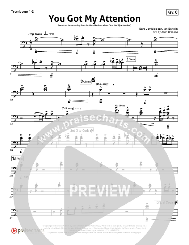 You Got My Attention Trombone 1/2 (Dara Maclean)