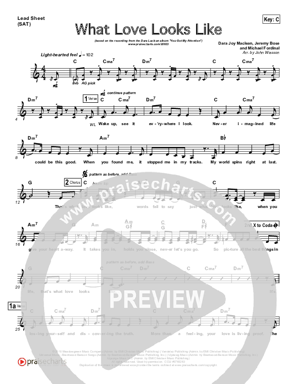 What Love Looks Like Lead Sheet (Dara Maclean)