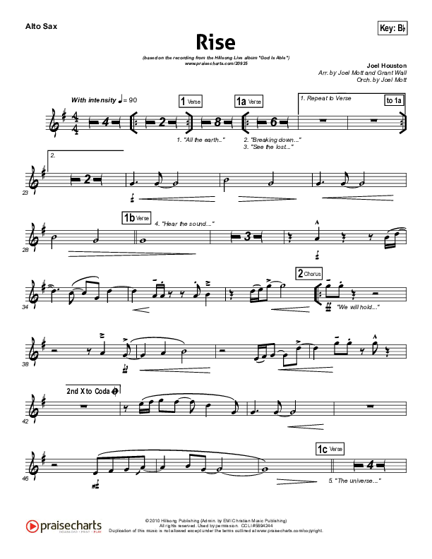Rise Alto Sax (Hillsong Worship)