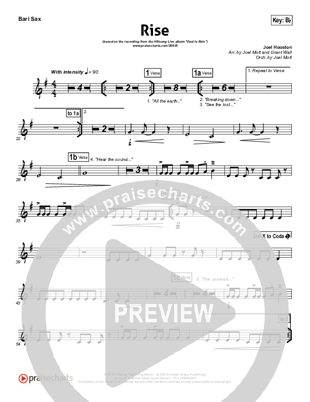 Rise Bari Sax (Hillsong Worship)