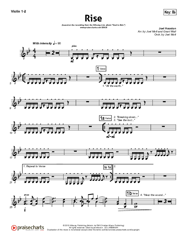 Rise Violin 1/2 (Hillsong Worship)