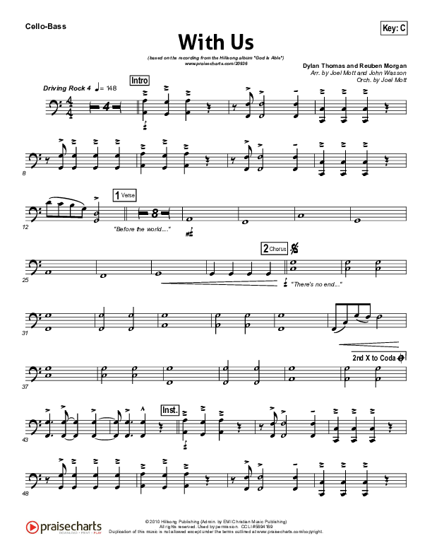 With Us Cello/Bass (Hillsong Worship)
