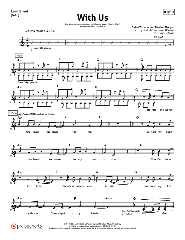 With Us Lead Sheet (SAT) (Hillsong Worship)