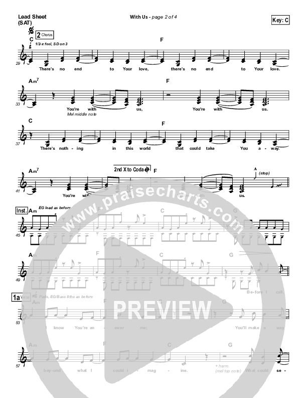 With Us Lead Sheet (SAT) (Hillsong Worship)