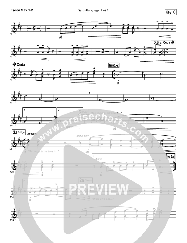 With Us Tenor Sax 1/2 (Hillsong Worship)