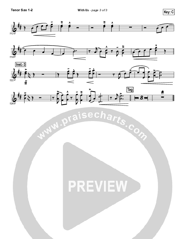 With Us Tenor Sax 1/2 (Hillsong Worship)