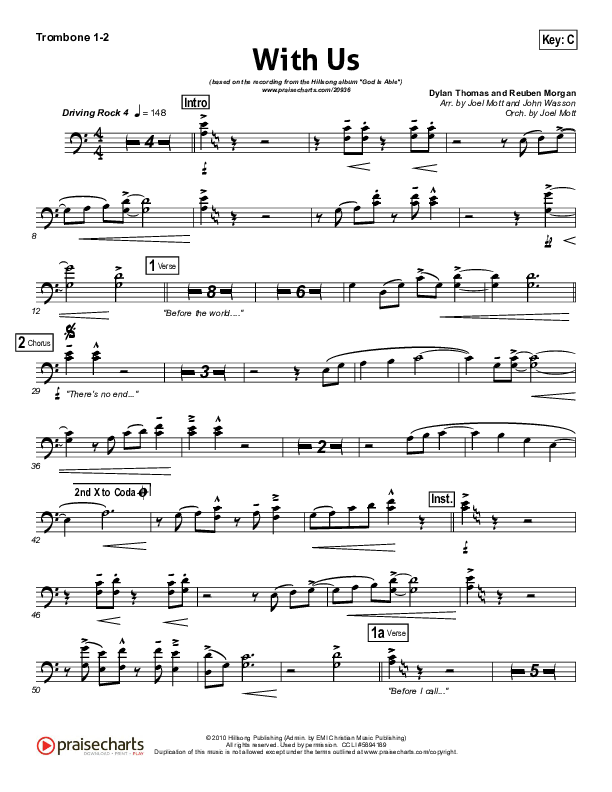 With Us Trombone 1/2 (Hillsong Worship)